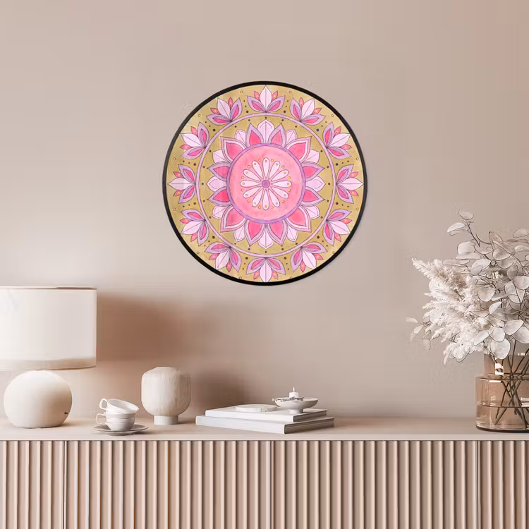 Mandala - Patroon - Kunst - Aquarel - Roze Fotolijst rond zonder passe partout klein -sfeer3