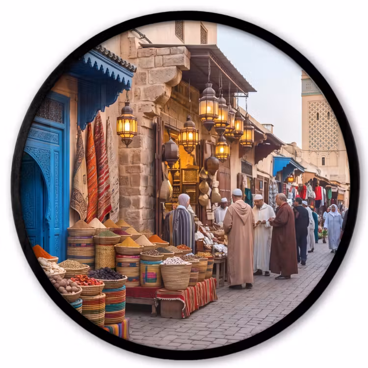 Ronde fotolijst - Markt - Oosters - Kleurrijk - Markt - Oosters - Kleurrijk Fotolijst rond zonder passe partout klein