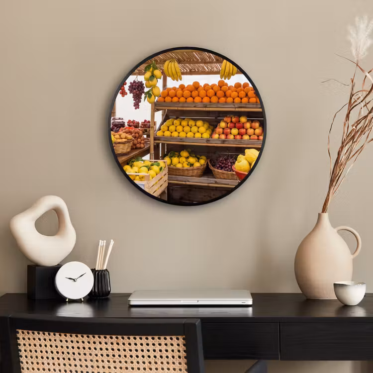 Ronde fotolijst - Marktkraam - Fruit - Vers - Marktkraam - Fruit - Vers Fotolijst rond zonder passe partout klein