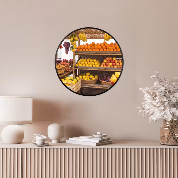 Ronde fotolijst - Marktkraam - Fruit - Vers - Marktkraam - Fruit - Vers Fotolijst rond zonder passe partout klein