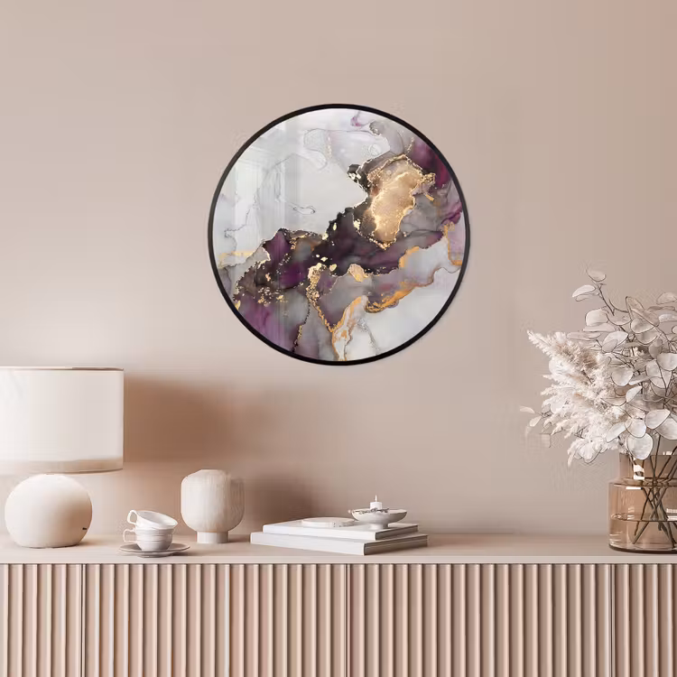 Marmer - Abstract - Goud - Paars Fotolijst rond zonder passe partout klein -sfeer3