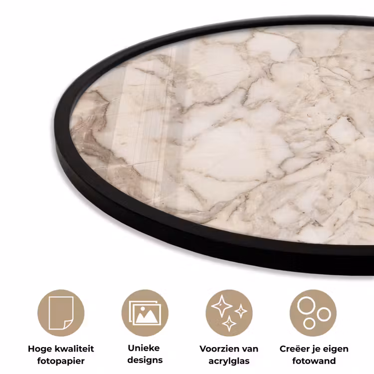 Marmer - Aderen - Textuur - Beige - Modern Fotolijst rond zonder passe partout klein -closeup_NL