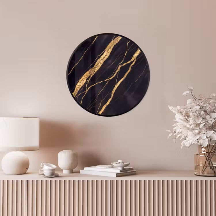 Marmer - Goud - Textuur - Abstract - Zwart Fotolijst rond zonder passe partout klein -sfeer3