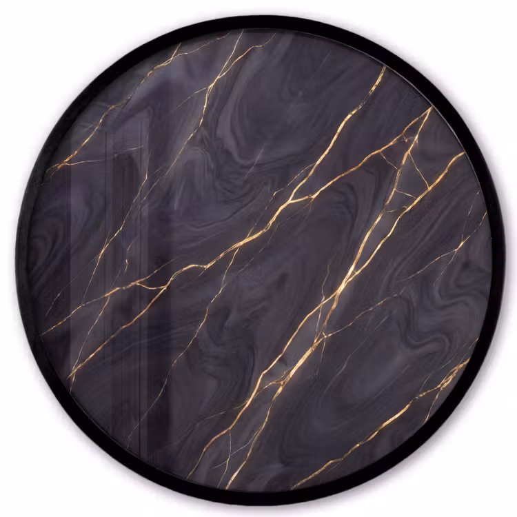 Marmer - Goudaders - Abstract - Modern - Zwart Fotolijst rond zonder passe partout klein -3d
