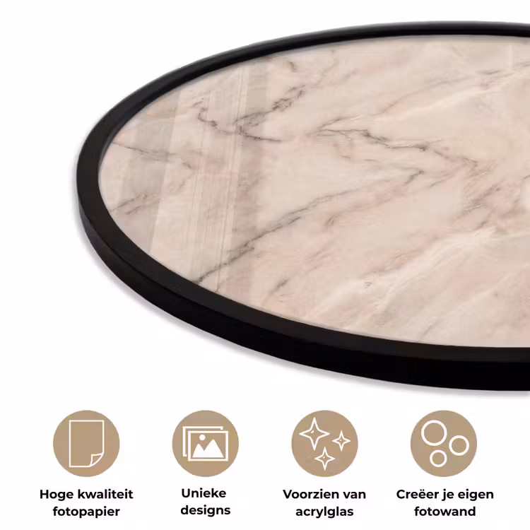 Marmer - Patroon - Abstract - Modern - Beige Fotolijst rond zonder passe partout klein -closeup_NL