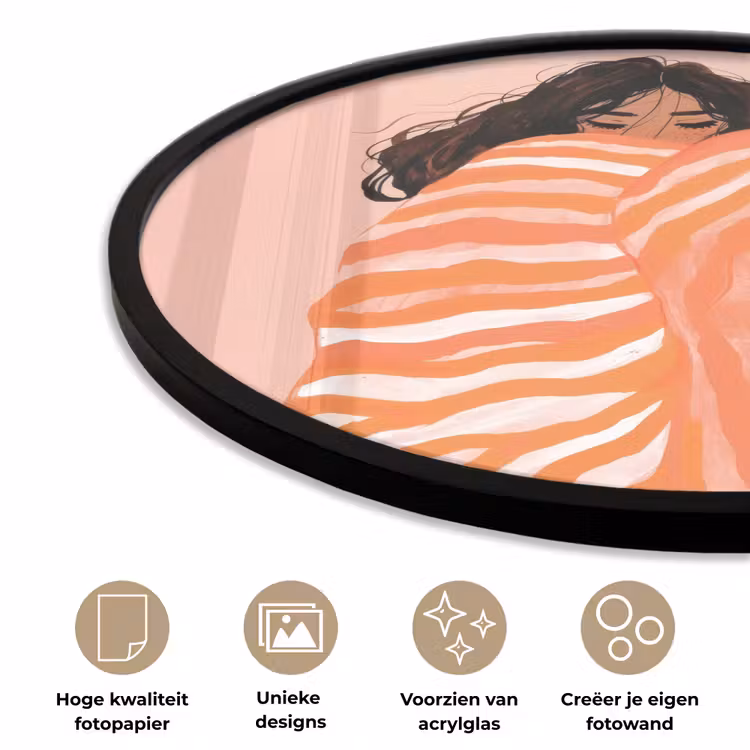 Meisje - Deken - Gestreept - Oranje Fotolijst rond zonder passe partout klein -closeup_NL