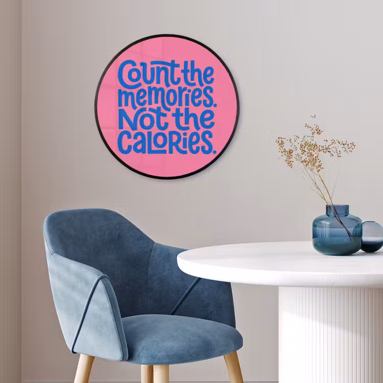 Memories - Roze - Blauw - Quote Fotolijst rond zonder passe partout klein -sfeer2