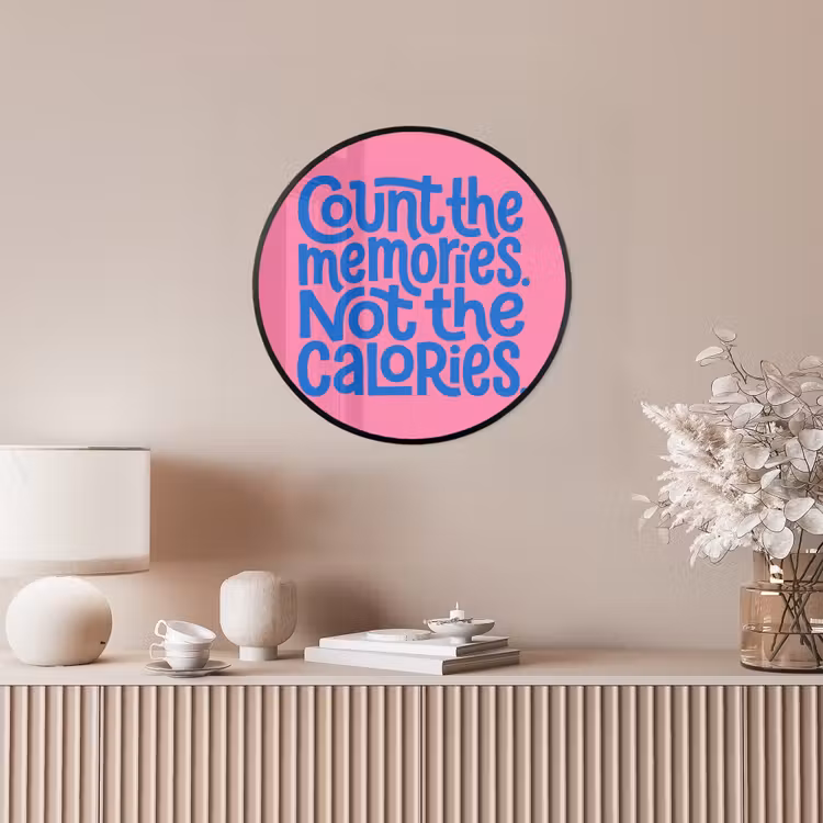Memories - Roze - Blauw - Quote Fotolijst rond zonder passe partout klein -sfeer3