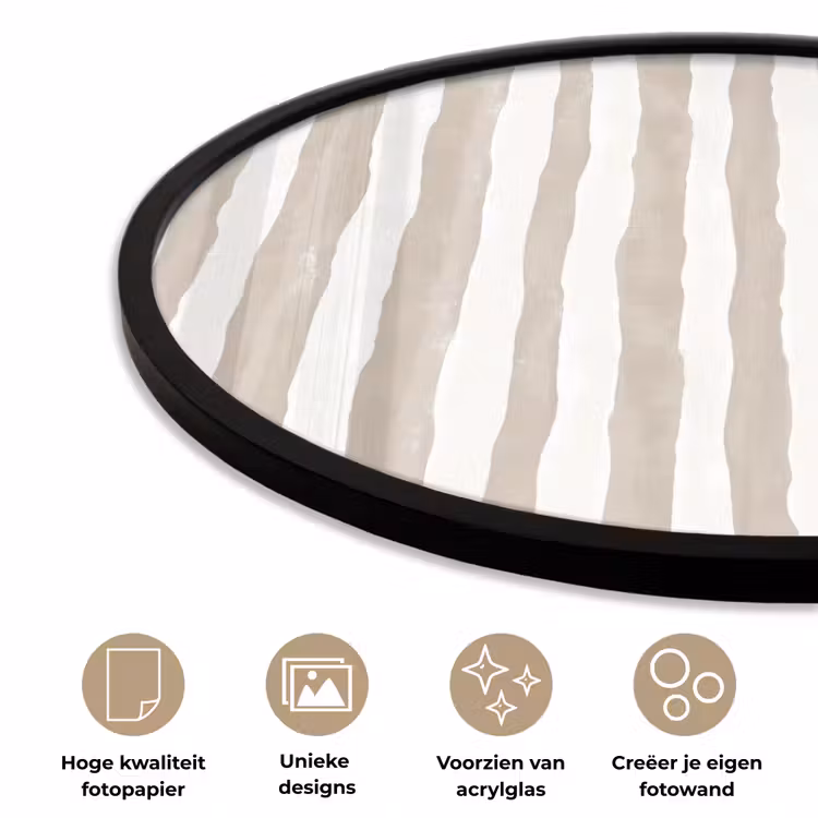 Minimalistisch - Strepen - Beige Fotolijst rond zonder passe partout klein 856 -closeup_NL