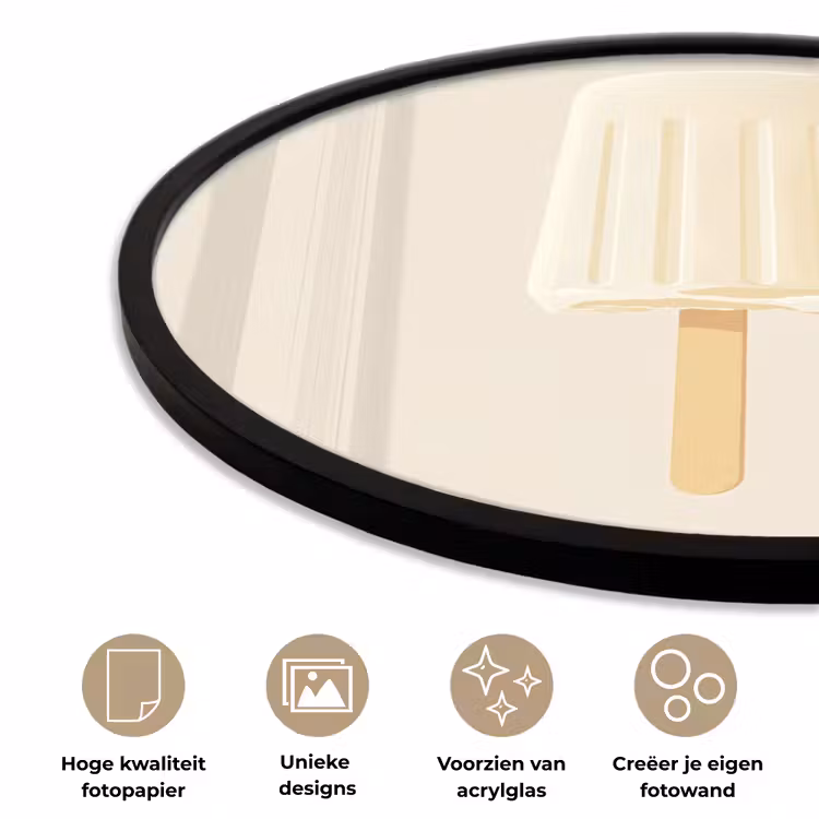 Minimalistisch - Waterijsje - Stokje - Beige Fotolijst rond zonder passe partout klein -closeup_NL