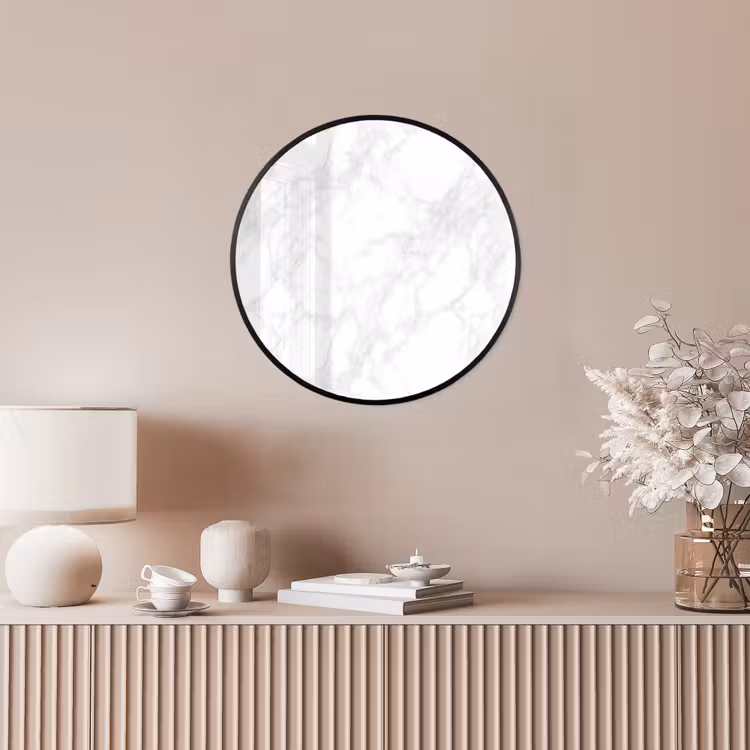 Minimalistisch - Wit - Grijze aders Fotolijst rond zonder passe partout klein 856 -sfeer3