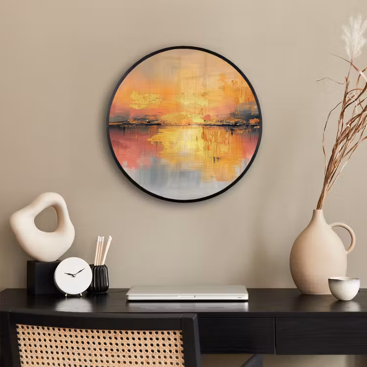 Modern - Abstract - Goud - Roze Fotolijst rond zonder passe partout klein -sfeer1