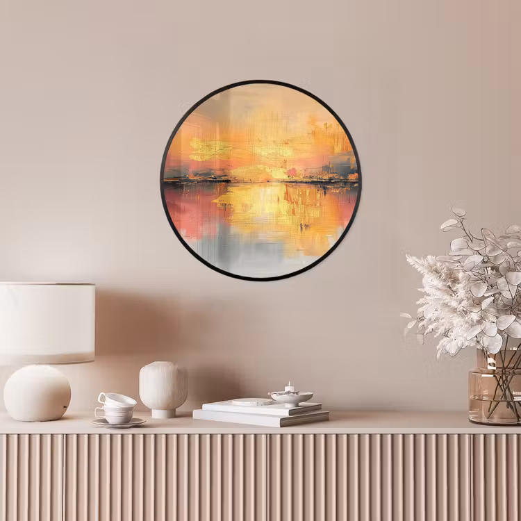 Modern - Abstract - Goud - Roze Fotolijst rond zonder passe partout klein -sfeer3