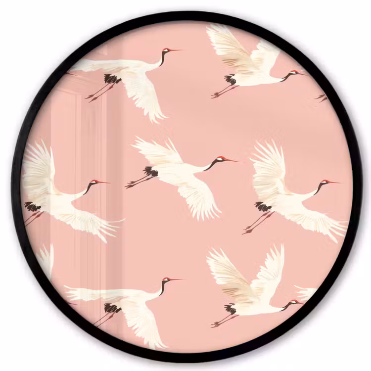 Modern - Kraanvogels - Roze Fotolijst rond zonder passe partout klein 856 -3d