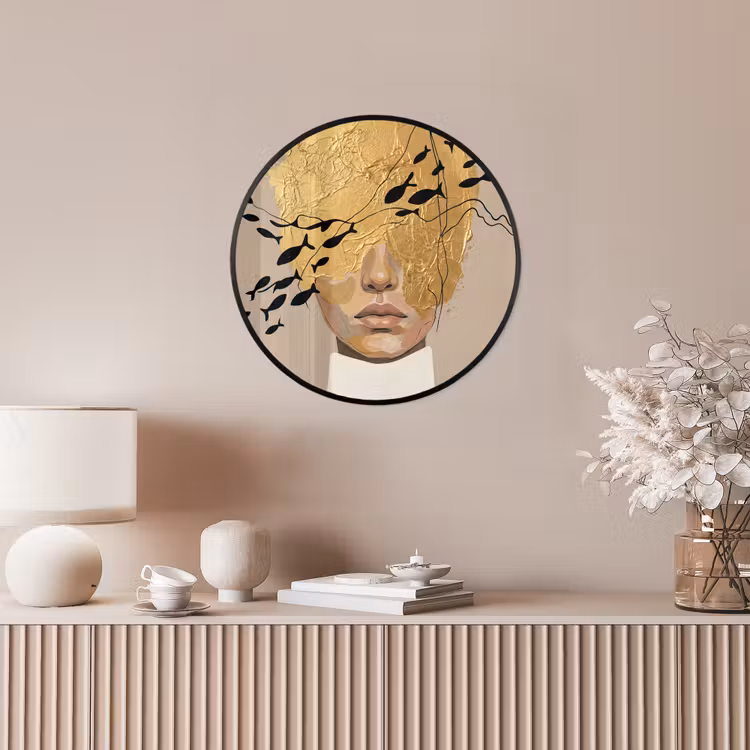 Modern - Vrouw - Goud Fotolijst rond zonder passe partout klein -sfeer3