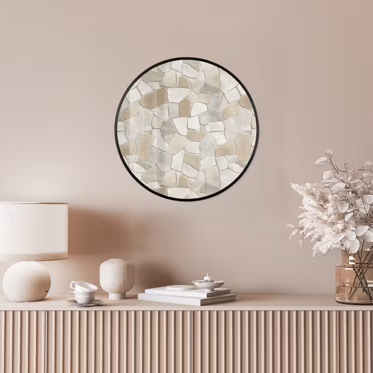 Mozaïek - Stenen - Beige Fotolijst rond zonder passe partout klein 856 -sfeer3