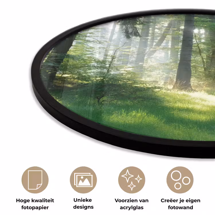 Natuur - Bomen - Bos - Groen - Zon - Gras - Planten Fotolijst rond zonder passe partout klein -closeup_NL