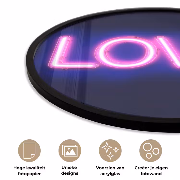 Neon - Love - Valentijn Fotolijst rond zonder passe partout klein -closeup_NL