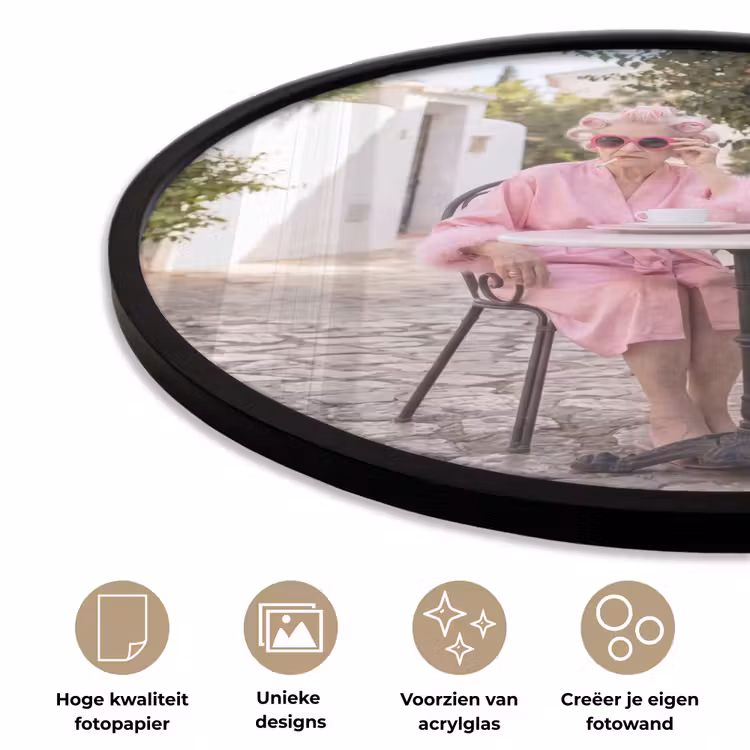 Ochtendjas - Krulspelden - Roze Fotolijst rond zonder passe partout klein -closeup_NL