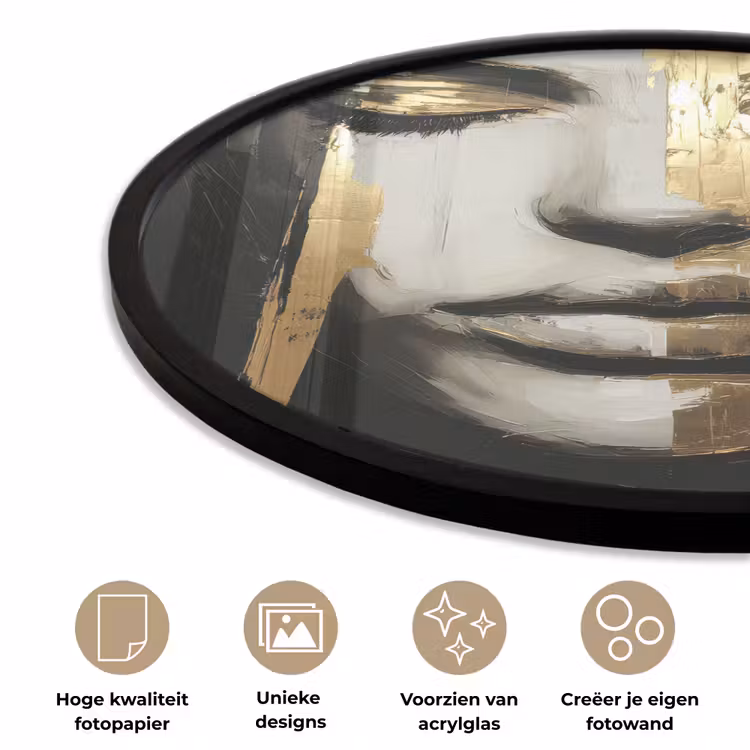 Ogen - Gezicht - Goud - Strepen Fotolijst rond zonder passe partout klein -closeup_NL