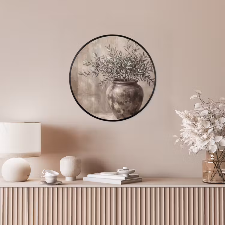 Olijfplant - Aardenpot - Abstract - Beige Fotolijst rond zonder passe partout klein -sfeer3