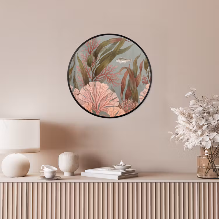 Onderwater - Planten - Vis - Vintage - Groen Fotolijst rond zonder passe partout klein -sfeer3