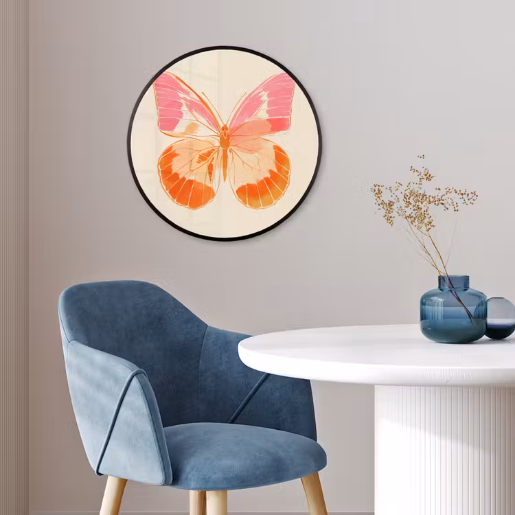 Oranje - Vlinder - Minimalistisch Fotolijst rond zonder passe partout klein -sfeer2