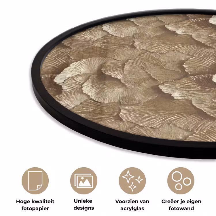 Organisch - Patroon - Bladeren - Goud Fotolijst rond zonder passe partout klein 856 -closeup_NL