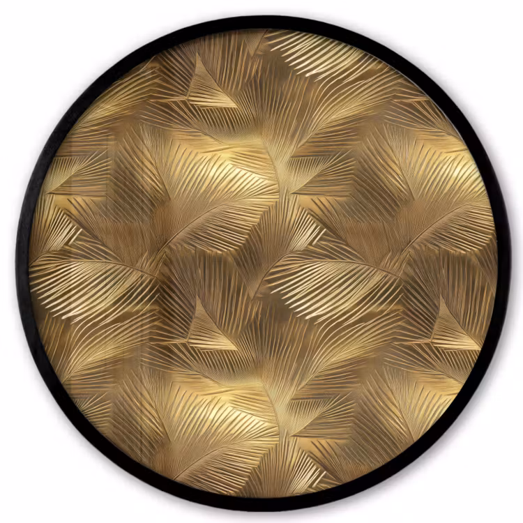 Palm - Waaier - Goud Fotolijst rond zonder passe partout klein 856 -3d