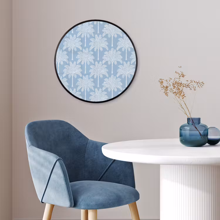 Palmboom - Modern - Blauw Fotolijst rond zonder passe partout klein 856 -sfeer2