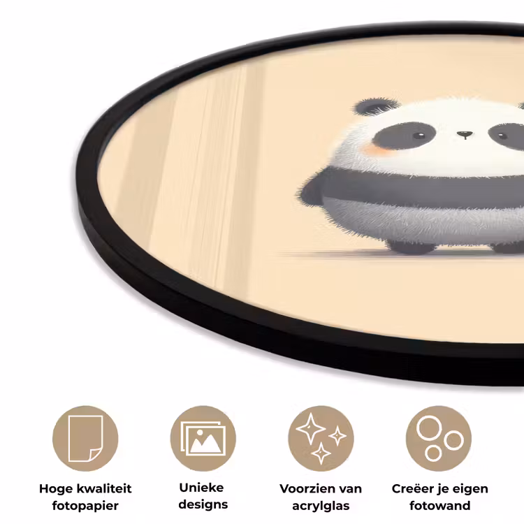 Panda - Beige - Minimalistisch Fotolijst rond zonder passe partout klein -closeup_NL