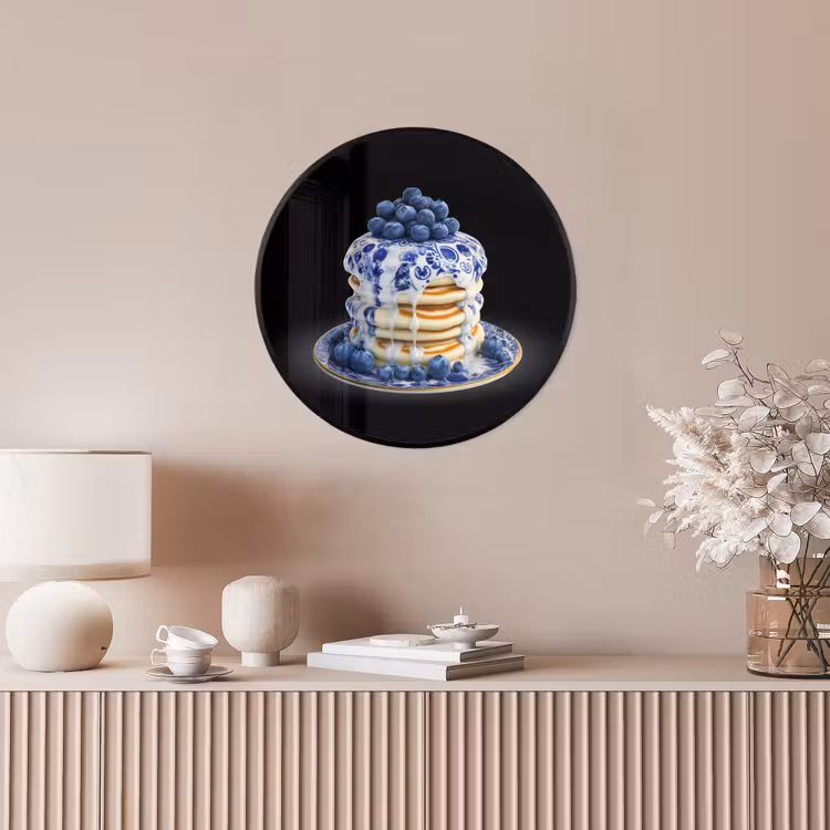 Pannenkoeken - Blauwe Bessen - Bord Fotolijst rond zonder passe partout klein -sfeer3