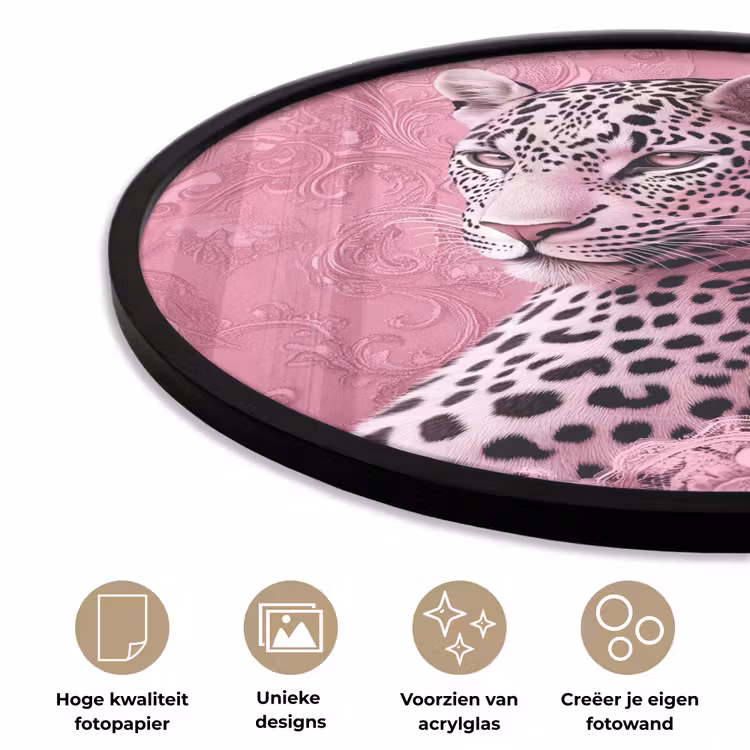 Panter - Luxe - Roze Fotolijst rond zonder passe partout klein -closeup_NL