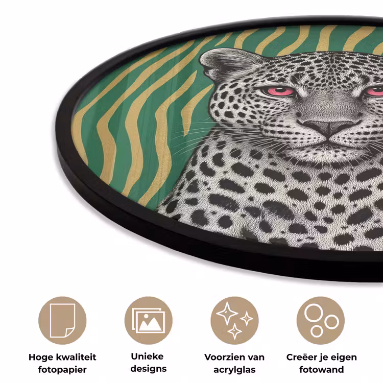 Panter - Zebrapatroon - Groen Fotolijst rond zonder passe partout klein -closeup_NL