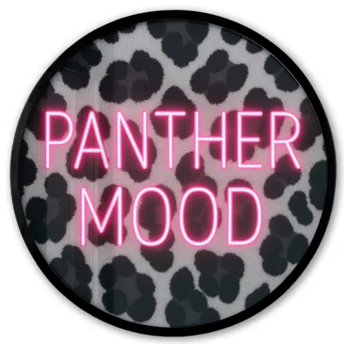 Panterprint - Zwart - Neonletters - Roze Fotolijst rond zonder passe partout klein -3d