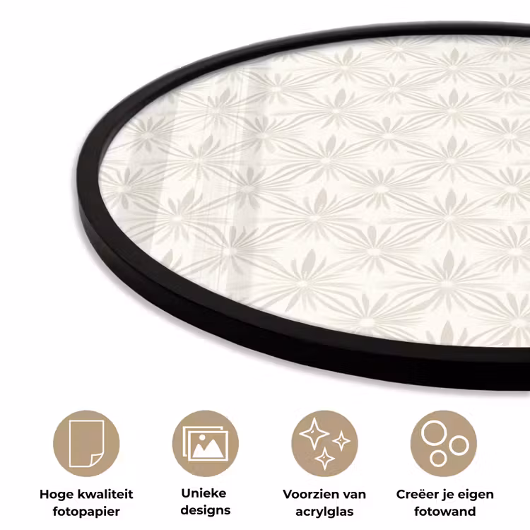 Patroon - Bloemen - Beige Fotolijst rond zonder passe partout klein 856 -closeup_NL