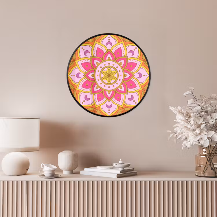 Patroon - Bloemmotief - Decoratie - Abstract - Roze Fotolijst rond zonder passe partout klein -sfeer3