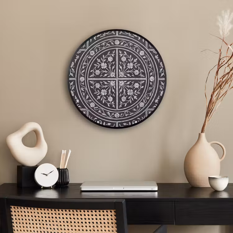 Patroon - Bloemmotief - Decoratie - Klassiek - Zwart Fotolijst rond zonder passe partout klein -sfeer1