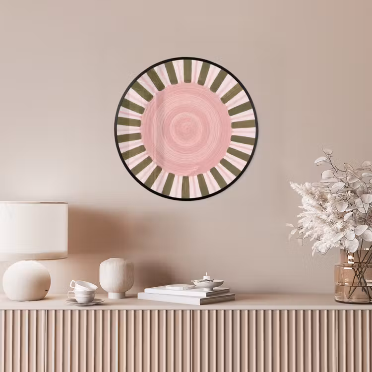 Patroon - Cirkel - Stralen - Abstract - Roze Fotolijst rond zonder passe partout klein -sfeer3
