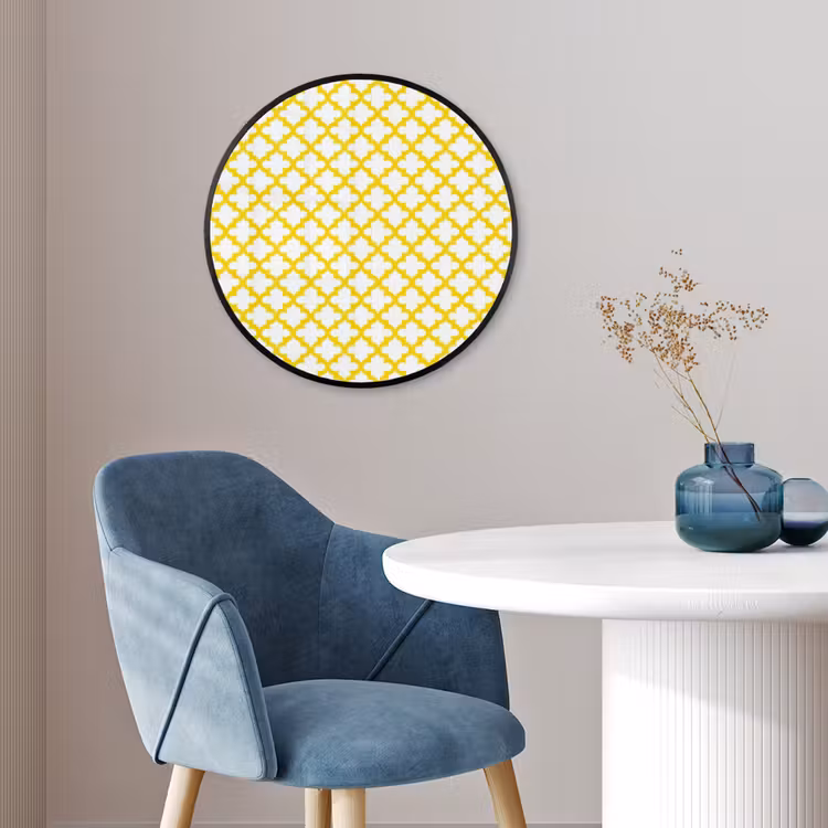 Patroon - Geometrisch - Klassiek - Geel Fotolijst rond zonder passe partout klein 856 -sfeer2