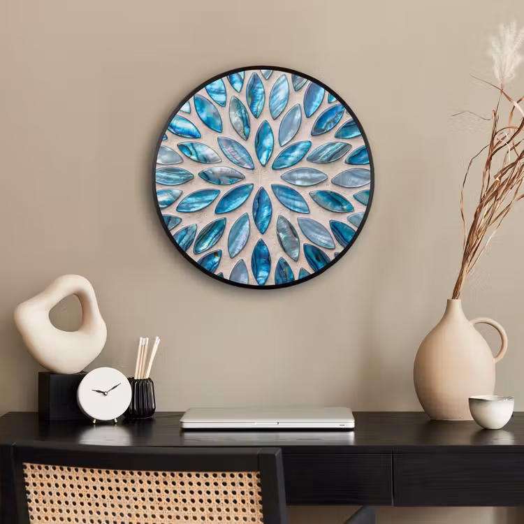 Patroon - Glans - Abstract - Blauw - Decoratie Fotolijst rond zonder passe partout klein -sfeer1