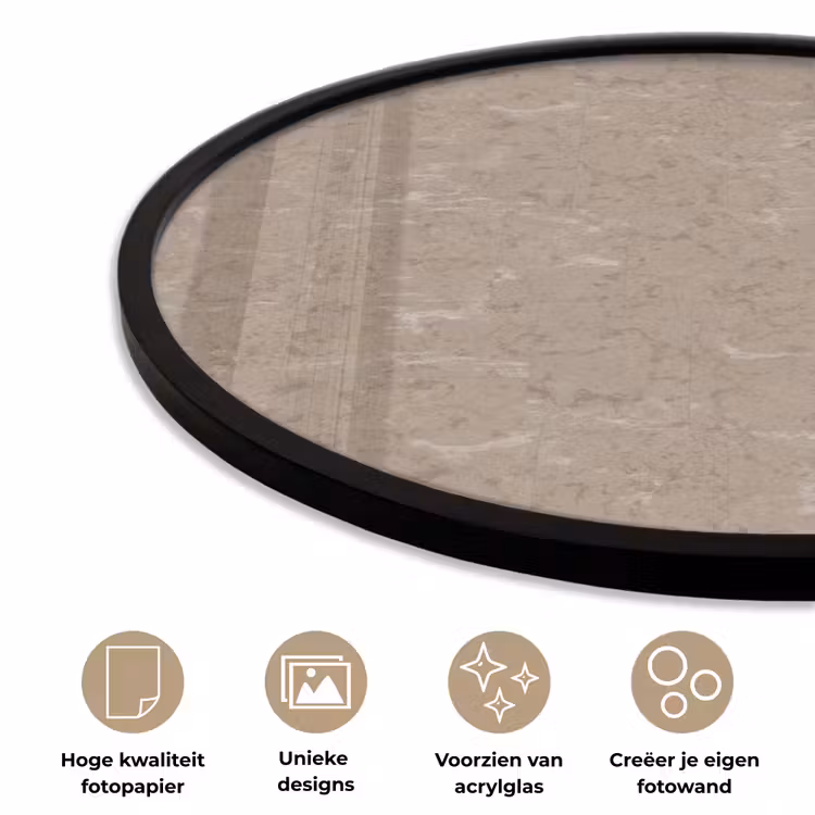 Patroon - Kalksteen - Beige Fotolijst rond zonder passe partout klein 856 -closeup_NL