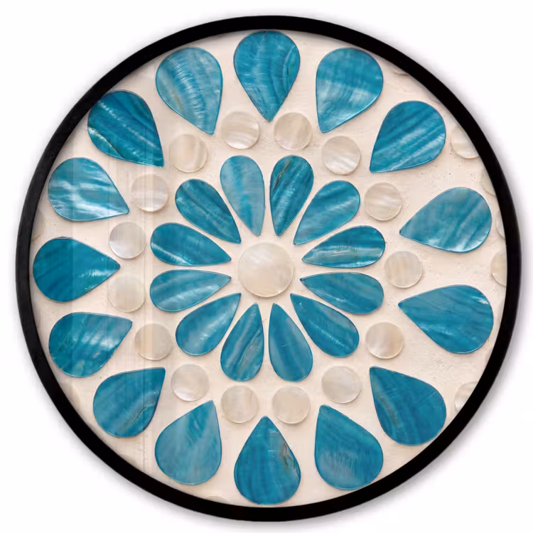 Patroon - Mozaïek - Schelpen - Abstract - Turquoise Fotolijst rond zonder passe partout klein -3d
