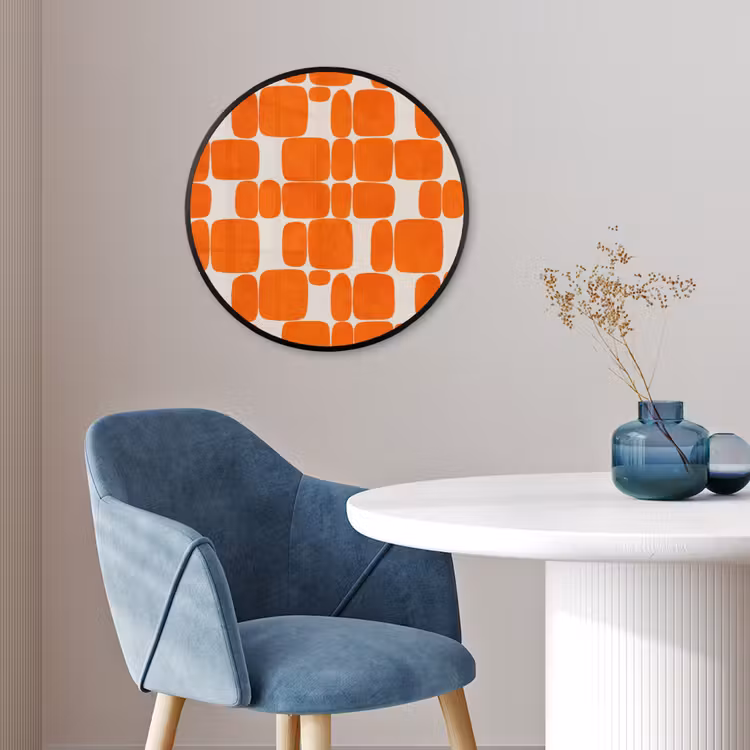 Patroon - Retro - Oranje Fotolijst rond zonder passe partout klein 856 -sfeer2
