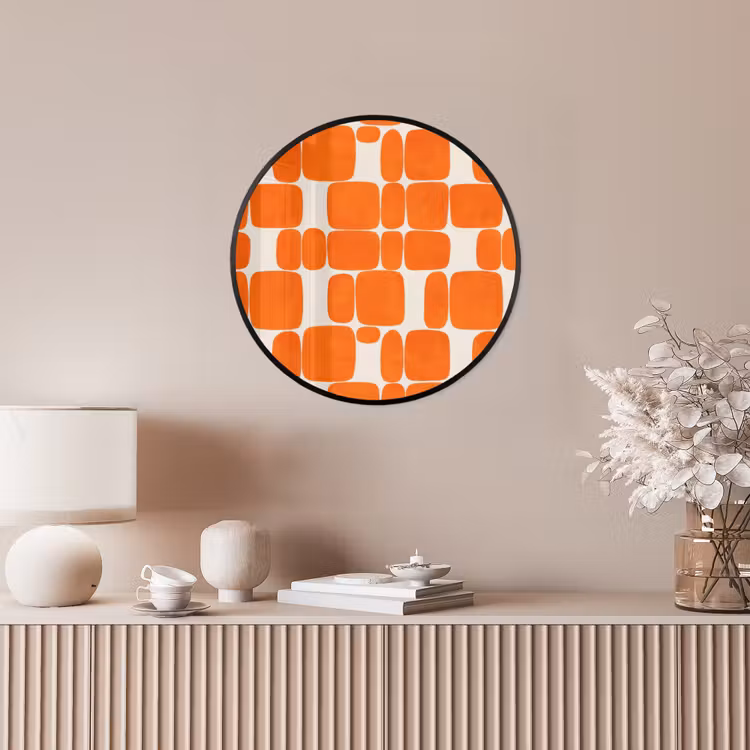 Patroon - Retro - Oranje Fotolijst rond zonder passe partout klein 856 -sfeer3