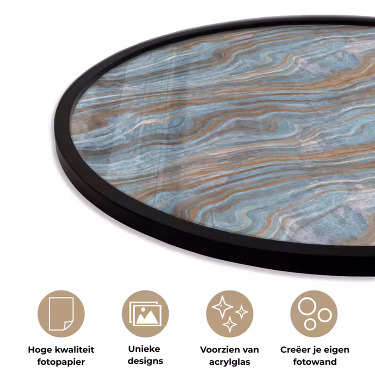Patroon - Steen - Blauw Fotolijst rond zonder passe partout klein 856 -closeup_NL