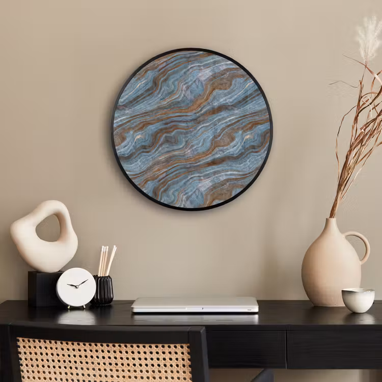 Patroon - Steen - Blauw Fotolijst rond zonder passe partout klein 856 -sfeer1