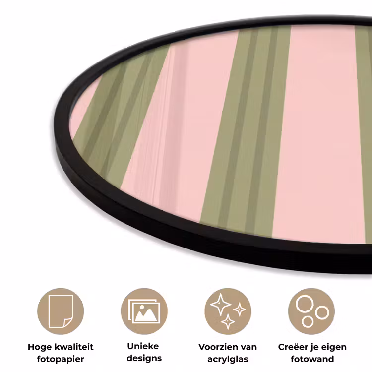 Patroon - Strepen - Abstract - Roze - Groen Fotolijst rond zonder passe partout klein -closeup_NL