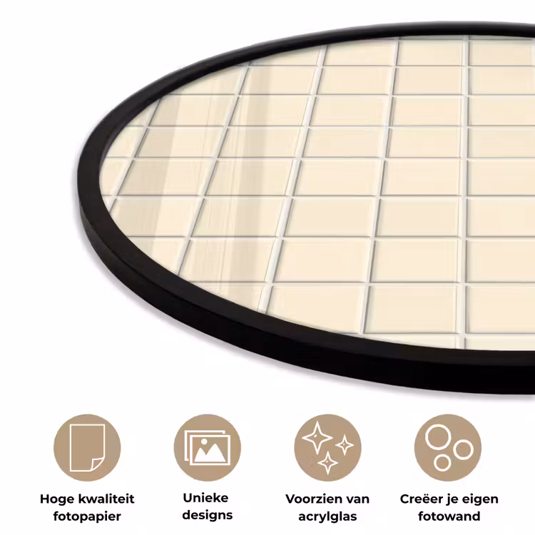 Patroon - Tegels - Gebroken - Wit Fotolijst rond zonder passe partout klein 856 -closeup_NL