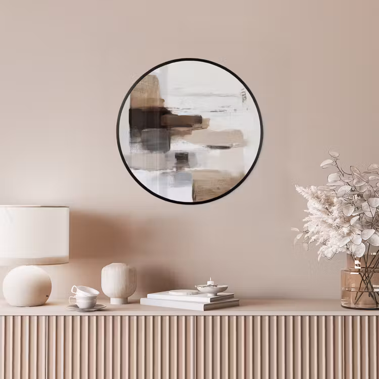 Penseelstreken - Balans - Beige - Bruin Fotolijst rond zonder passe partout klein -sfeer3